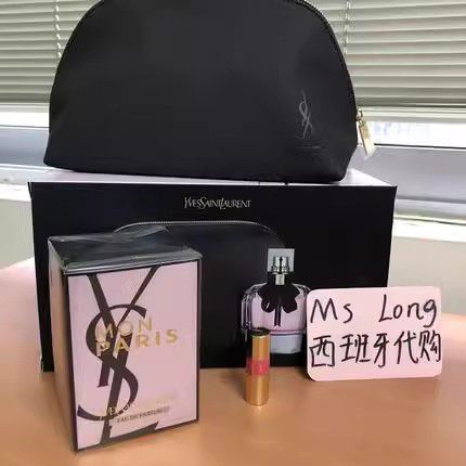 西班牙代购YSL限量反转巴黎香水套装（90ml+化妆包+迷你圆管口红